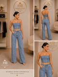 Two-Piece Denim Corset and Pants Set | Angie Style Boutique