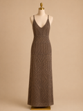 Mocha Crochet Knit Maxi Dress