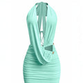 Sleeveless Cowl Neck Halter Mini Dress