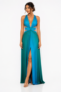 Ombre Mesh Cutout Detailed Maxi Dress