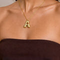 Gold Bubble Letter Initial Necklace - Letter A | Angie Style Boutique