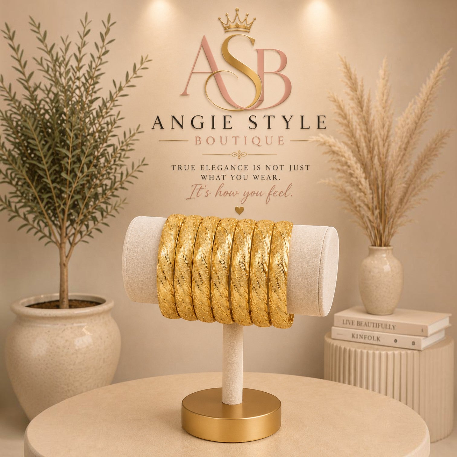 Gold Chunky Dome Bangle Bracelet | Angie Style Boutique 1 Pc