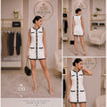White Contrast Trim Blazer Mini Dress | Angie Style Boutique