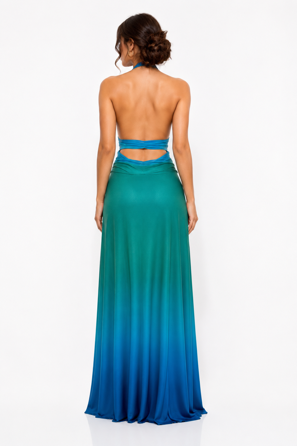 Ombre Mesh Cutout Detailed Maxi Dress