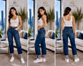 High-Rise Cuffed Straight-Leg Jeans