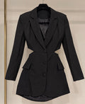 Women's Black Long-Sleeve Blazer Dress – Relaxed Evening Dress