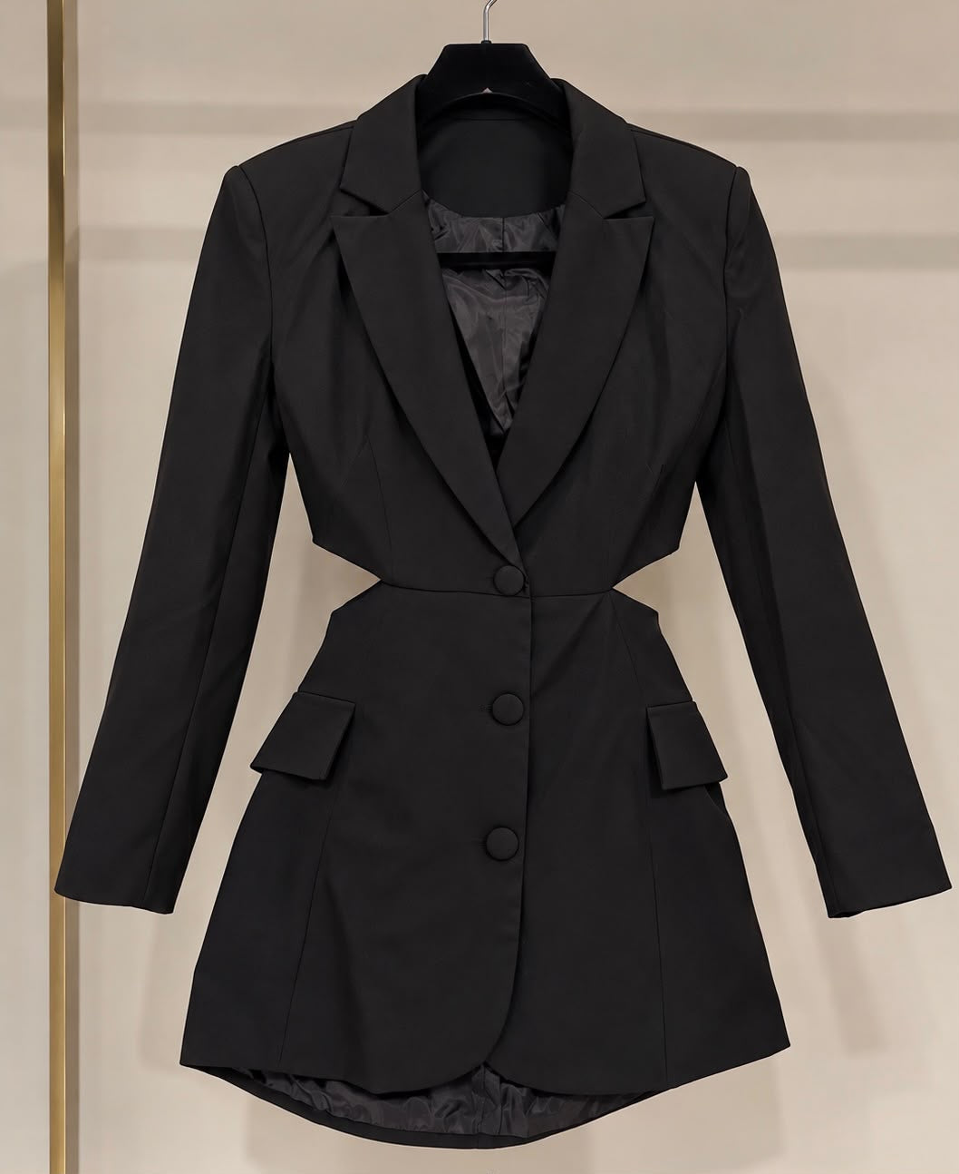 Women's Black Long-Sleeve Blazer Dress – Relaxed Evening Dress