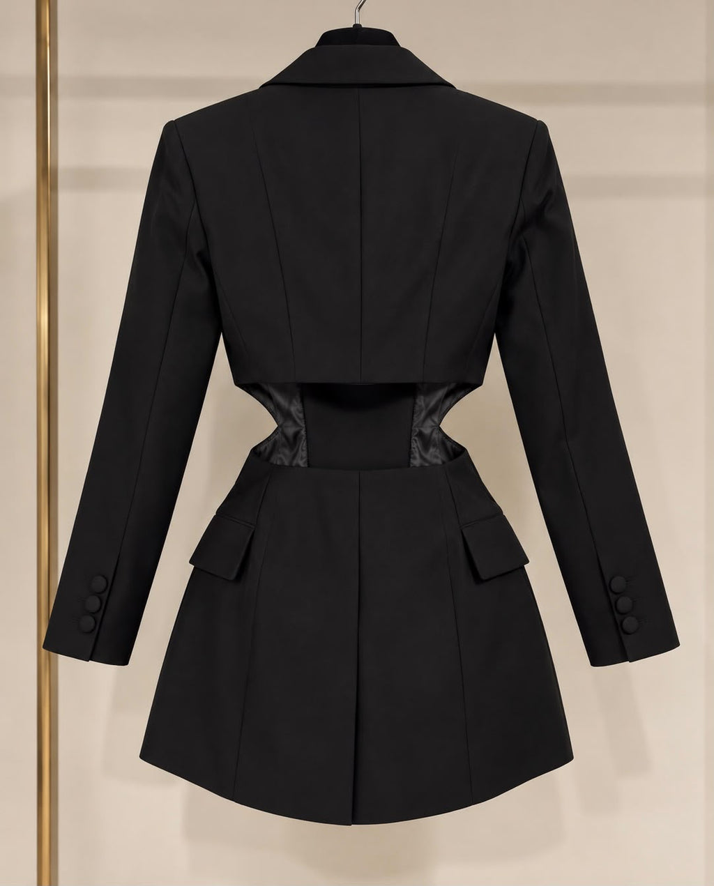 Women's Black Long-Sleeve Blazer Dress – Relaxed Evening Dress