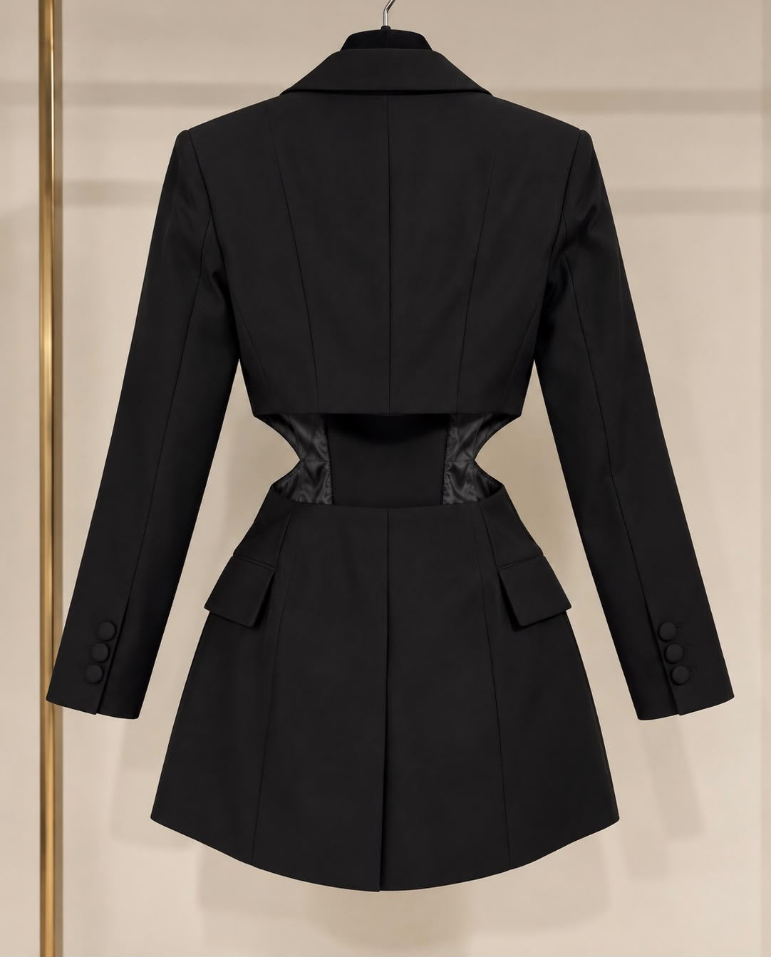 Women's Black Long-Sleeve Blazer Dress – Relaxed Evening Dress