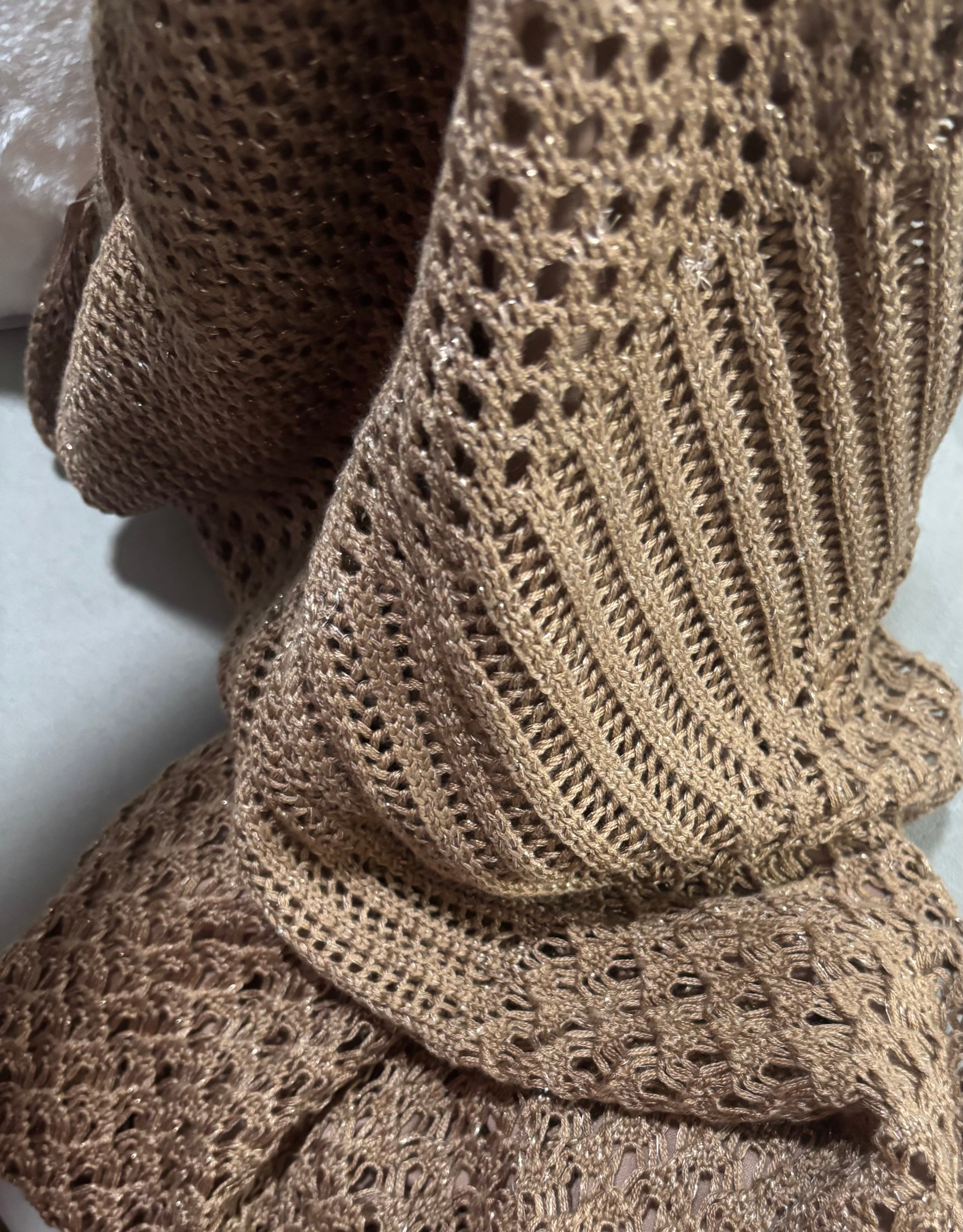 Mocha Crochet Knit Maxi Dress