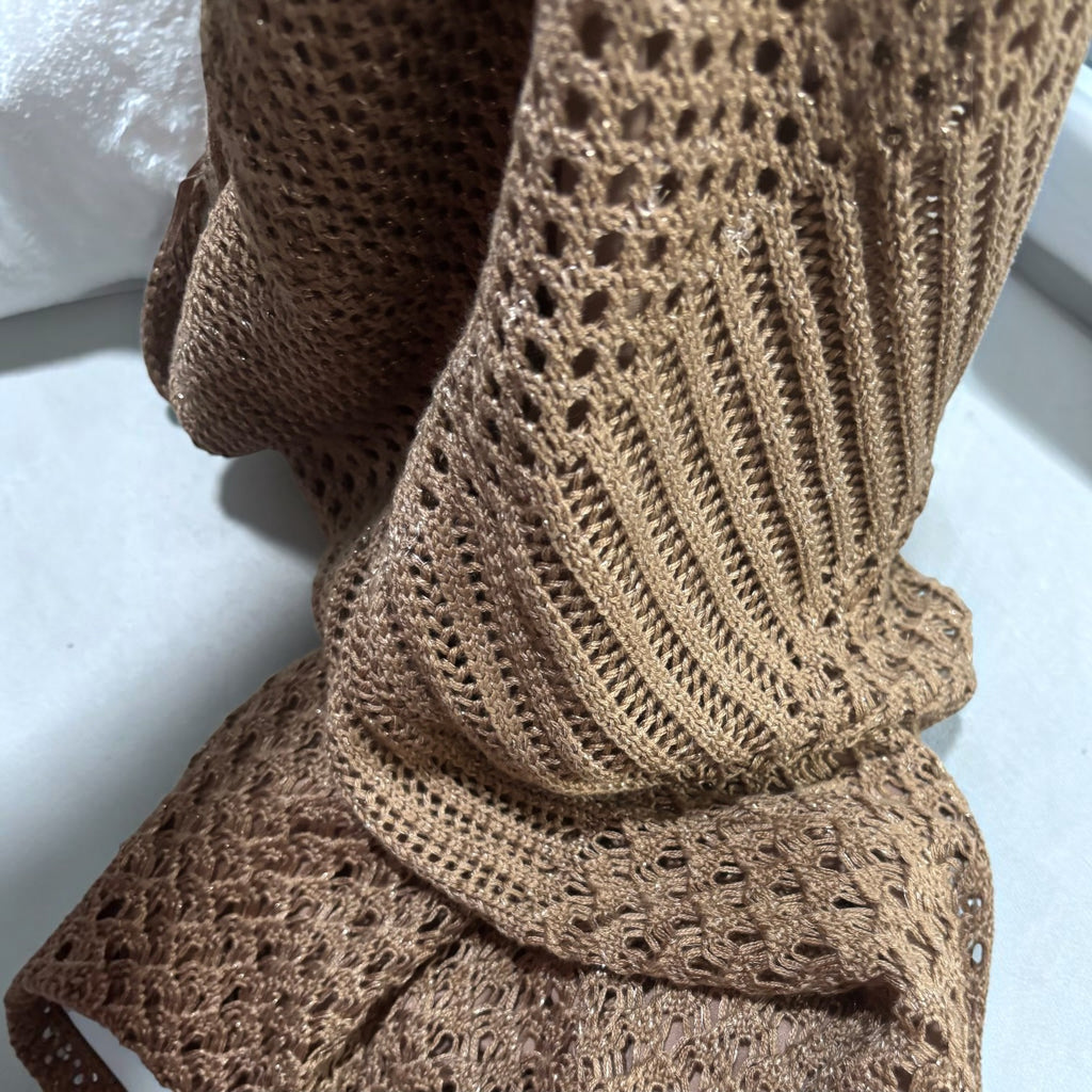 Mocha Crochet Knit Maxi Dress