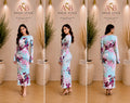 Floral Long Sleeve Ruched Maxi Dress