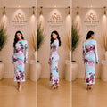 Floral Long Sleeve Ruched Maxi Dress