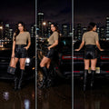 Openwork Knit Short Sleeve Sweater Top