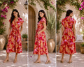 Mille Gabriella Tropical Print Belted Midi Dress