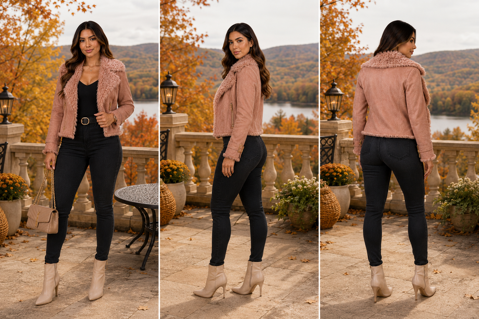 Luxure Faux Blush Faux Suede Moto Jacket