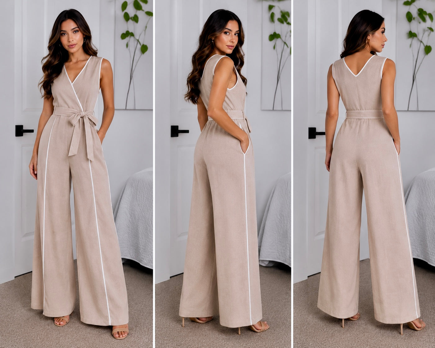 Belted Wide Leg Jumpsuit
