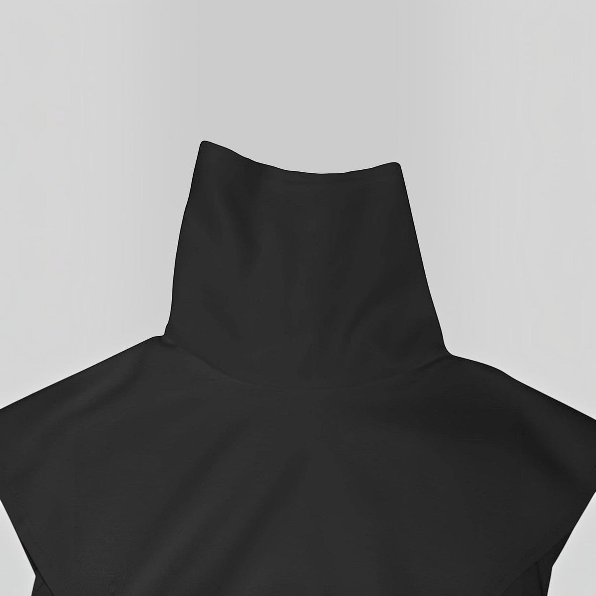 Angie Style Boutique black sleeveless maxi dress featuring a structured shawl collar in a soft cotton-blend fabric.