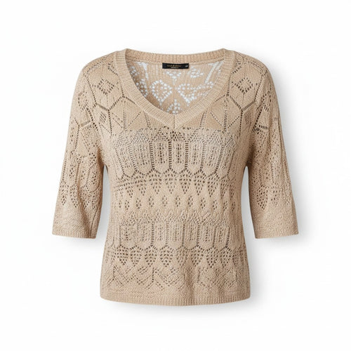 Beige Lace Long Sleeve Blouse.